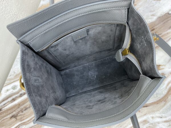 1:1 Replica Celine Nano Luggage Bag In Drummed Grey For Women 8in/20cm 189243AQL.10KL