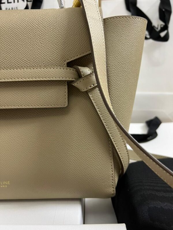 1:1 Replica Celine Nano Micro Belt Bag In Grained Material Light Taupe For Women 9.5in/24cm