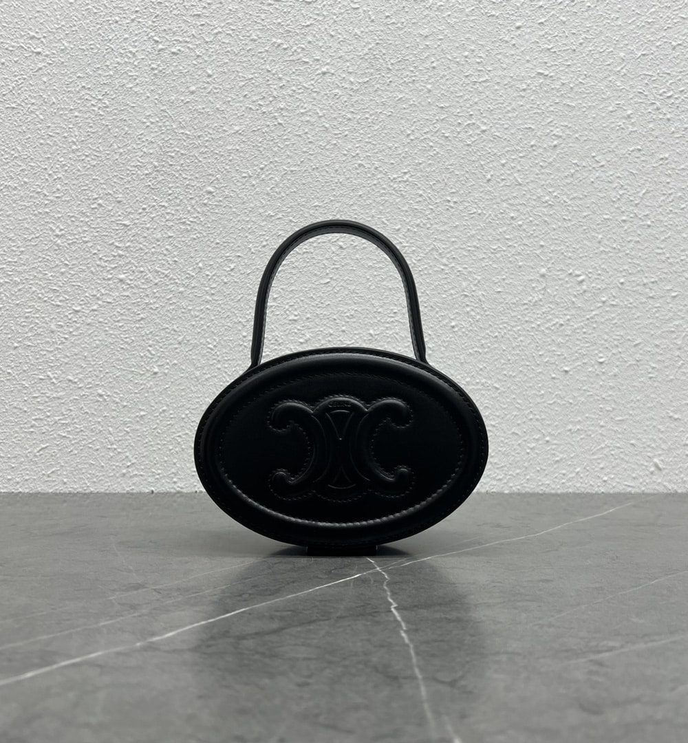 1:1 Replica Celine Oval Minaudiere Cuir Triomphe Black For Women 6in/11.5cm
