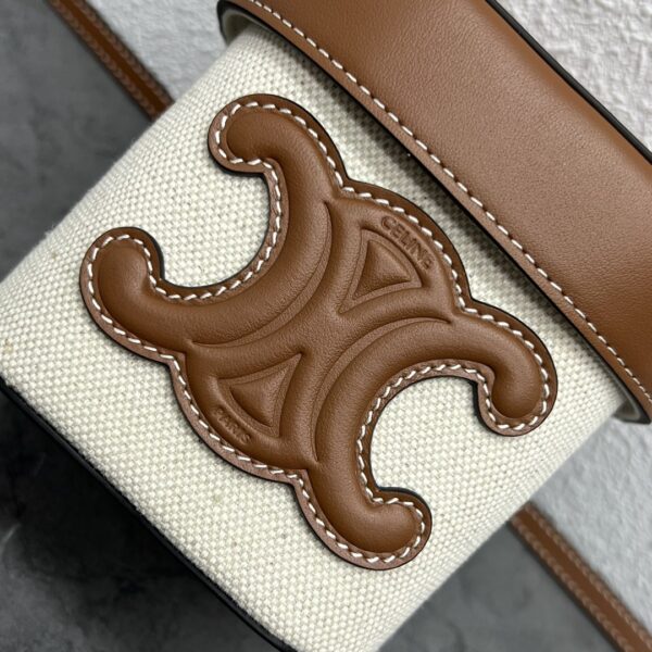 1:1 Replica Celine Small Box Cuir Triomphe In Textile Natural / Tan For Women 4in/11cm