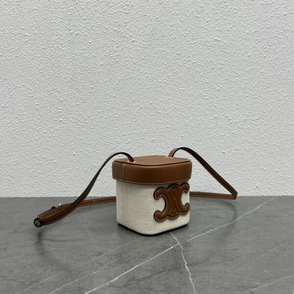 1:1 Replica Celine Small Box Cuir Triomphe In Textile Natural / Tan For Women 4in/11cm