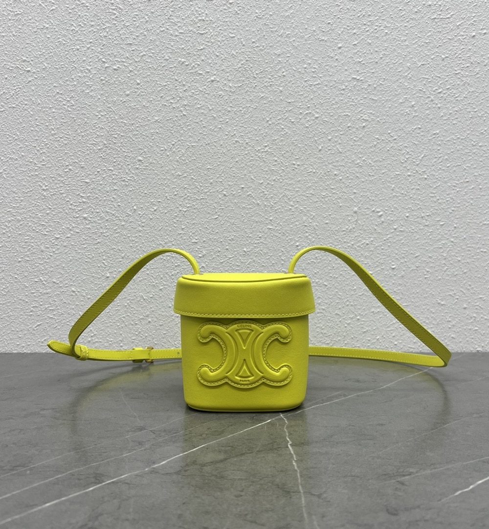 1:1 Replica Celine Small Box Cuir Triomphe Yellow For Women 4in/11cm