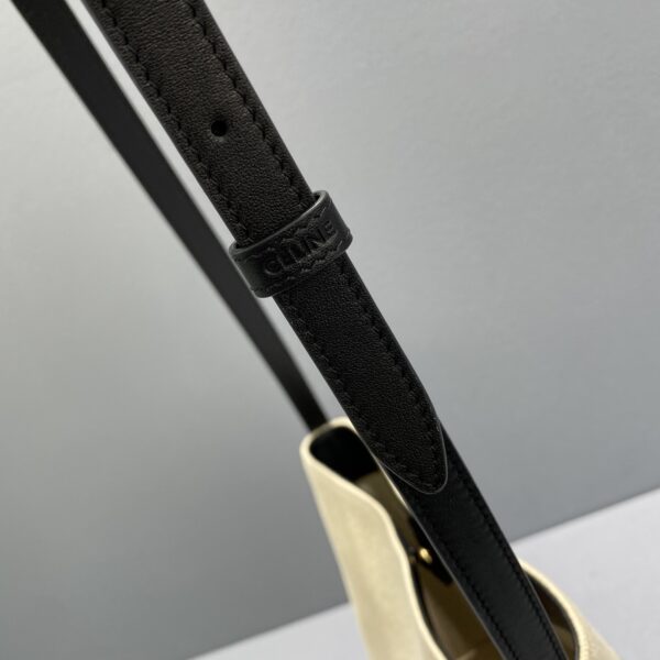 1:1 Replica Celine Small Bucket Cuir Triomphe In Textile Beige/Black For Women 9in/22cm