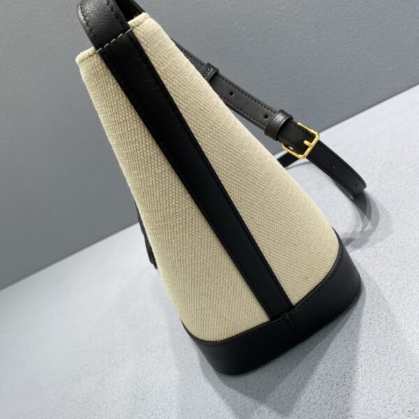 1:1 Replica Celine Small Bucket Cuir Triomphe In Textile Beige/Black For Women 9in/22cm