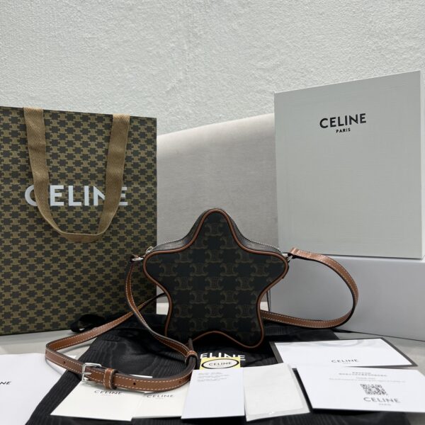 1:1 Replica Celine Small Etoile In Triomphe Canvas Brown For Women 7in/18cm 198762BZJ.04LI