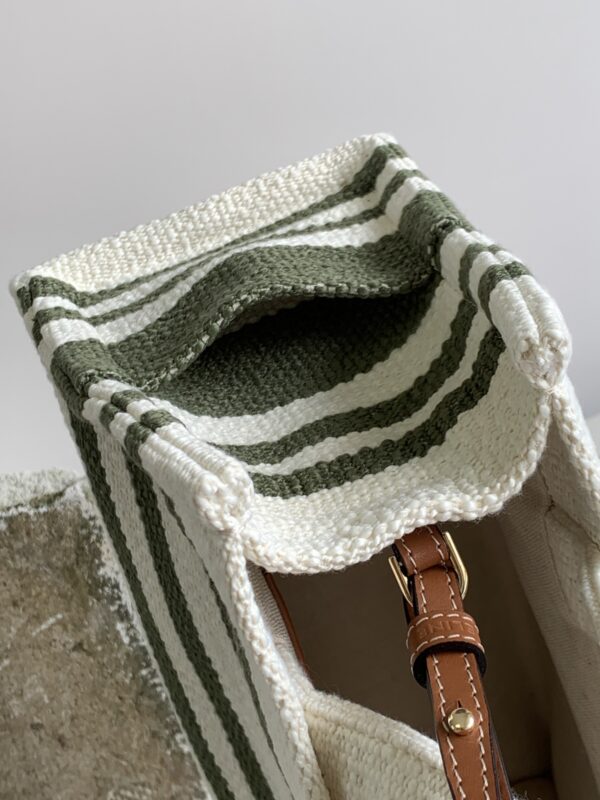 1:1 Replica Celine Striped Small Triomphe Cabas Thais Nature Green For Women 11.4in/29cm