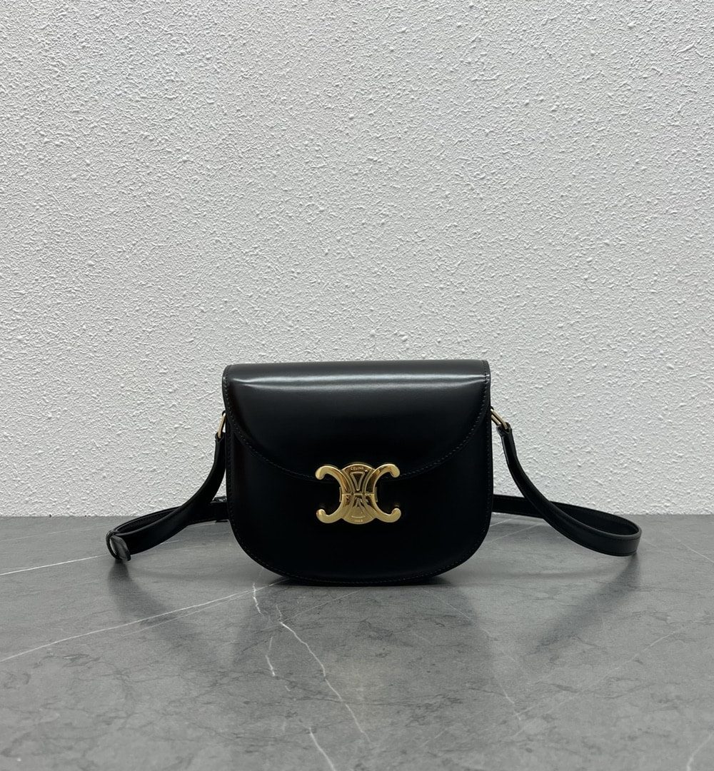 1:1 Replica Celine Teen Besace Triomphe Black For Women 4in/10cm 110413BF4.38NO