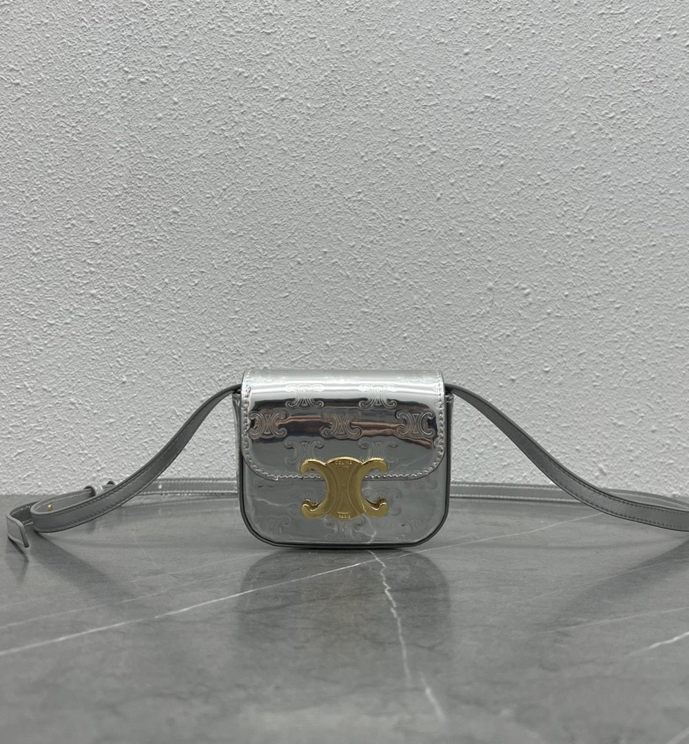 1:1 Replica Celine Teen Triomphe Bag Silver For Women 7in/19cm