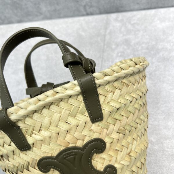 1:1 Replica Celine Teen Triomphe Classic Pannier Tote Dark Green For Women 8in/20cm