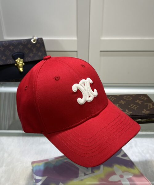Celine Triomphe Baseball Cap Red Celine Cap