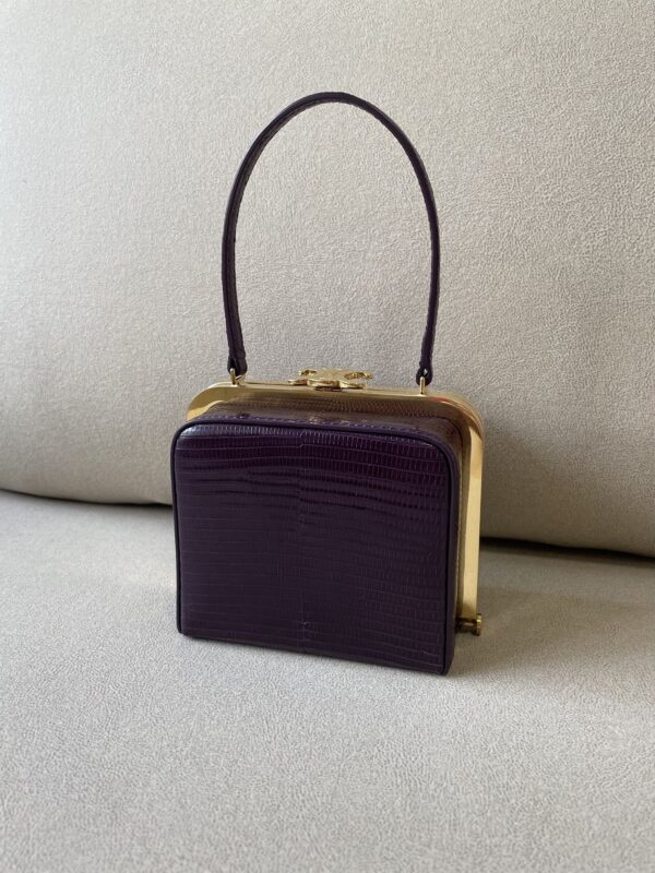 1:1 Replica Celine Triomphe Minaudiere In Lizard Violet For Women 4in/10cm
