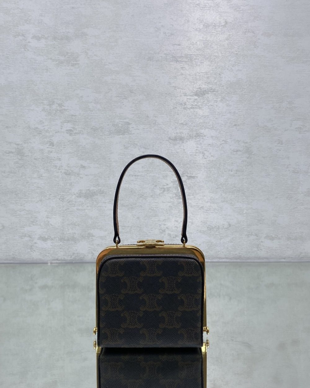 1:1 Replica Celine Triomphe Minaudiere In Triomphe Canvas Brown For Women 4in/10cm