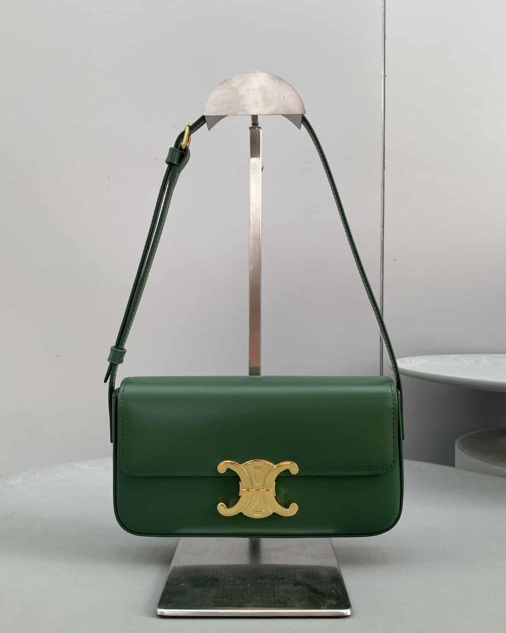 1:1 Replica Celine Triomphe Shoulder Bag Green For Women 8in/20cm