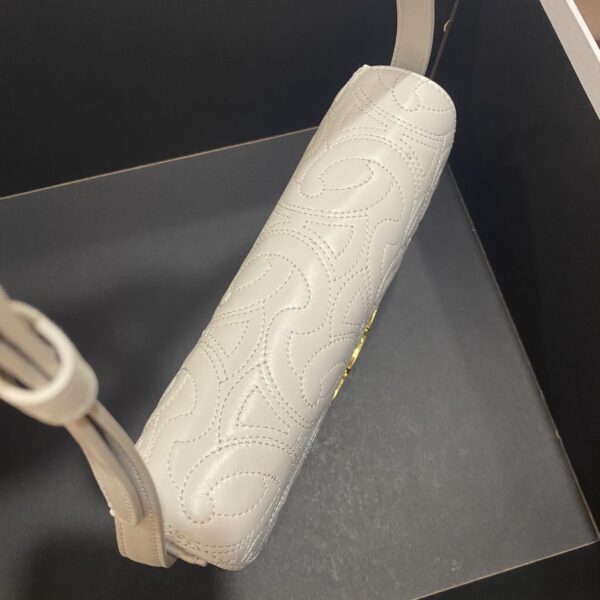 1:1 Replica Celine Triomphe Shoulder Bag In Quilted Triomphe Lambskin White For Women 8in/20cm 194143EF4.01BC