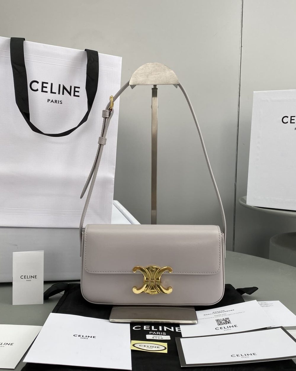 1:1 Replica Celine Triomphe Shoulder Bag Peony For Women 8in/20cm 194143BF4.24NY