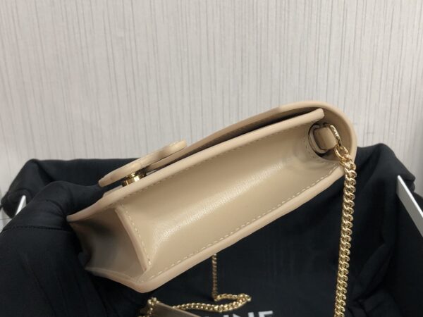 1:1 Replica Celine Wallet On Chain Triomphe Beige For Women 7in/19cm