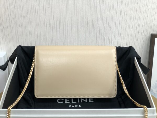 1:1 Replica Celine Wallet On Chain Triomphe Beige For Women 7in/19cm