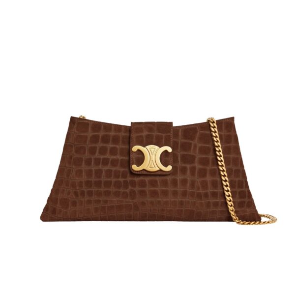 1:1 Replica Celine Wiltern Clutch Triomphe Soft Black/Brown For Women 31.5cm / 12in 113673FFJ.19BR