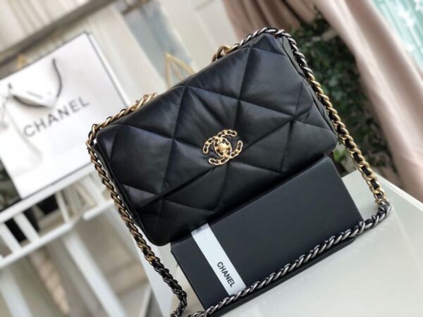 [REP 1:1] Chanel 19 HandBag Black For Women 11.8in/30cm