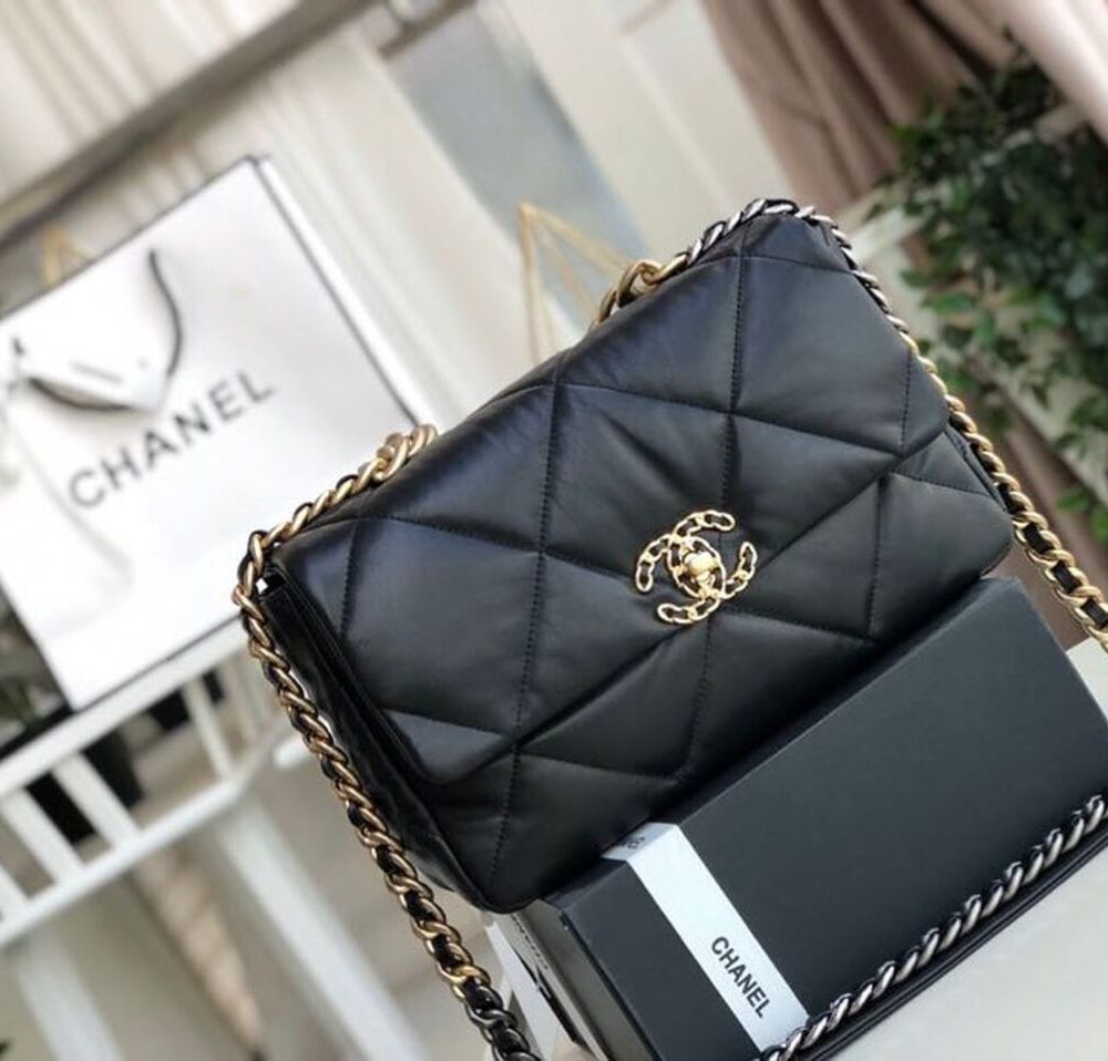 [REP 1:1] Chanel 19 HandBag Black For Women 11.8in/30cm