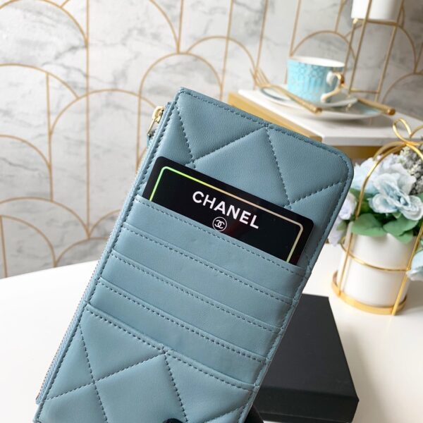 1:1 Replica Chanel 19 Matelasse Phone and Card Case Light Blue Bag For Women 19cm/7.5in