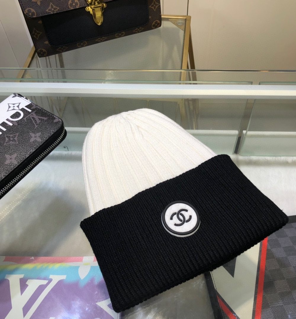 Chanel Beanie In Black & White