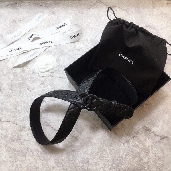 1:1 Replica Chanel Belt Quilted With Double C Buckle Black With Black Hardware Women Belt