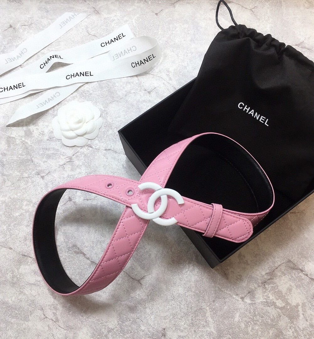 1:1 Replica Chanel Belt Quilted With Double C Buckle Pink With Silver Hardware Women Belt