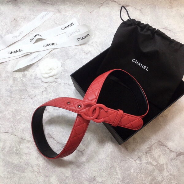 1:1 Replica Chanel Belt Quilted With Double C Buckle Red With Red Hardware Women Belt