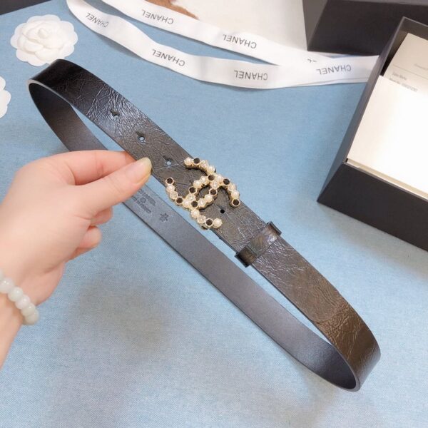 1:1 Replica Chanel Belt With Beaded Buckle Brown Gold-Toned Metal and Strass Women Belt