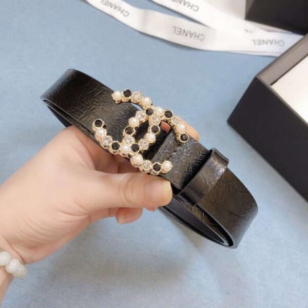 1:1 Replica Chanel Belt With Beaded Buckle Brown Gold-Toned Metal and Strass Women Belt