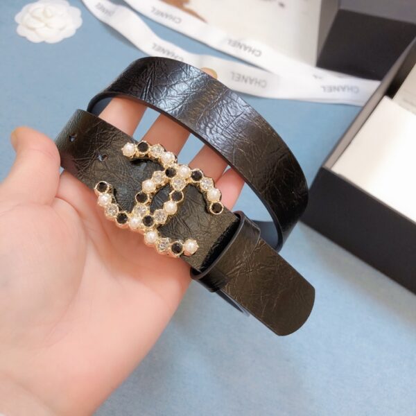 1:1 Replica Chanel Belt With Beaded Buckle Brown Gold-Toned Metal and Strass Women Belt