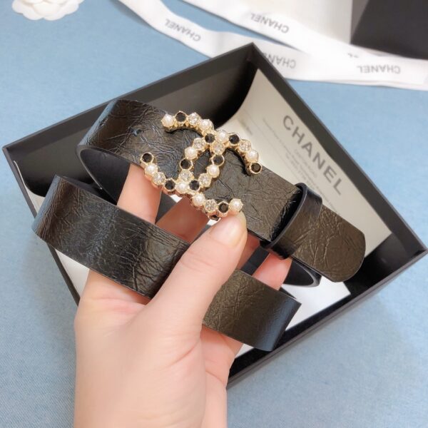 1:1 Replica Chanel Belt With Beaded Buckle Brown Gold-Toned Metal and Strass Women Belt