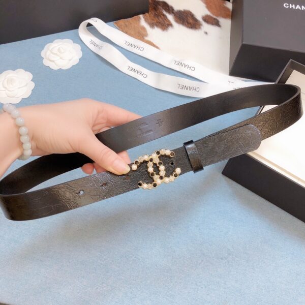 1:1 Replica Chanel Belt With Beaded Buckle Brown Gold-Toned Metal and Strass Women Belt