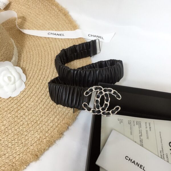 1:1 Replica Chanel Belt With Double C Buckle Black Silver-Tone Metal and Strass Women Belt