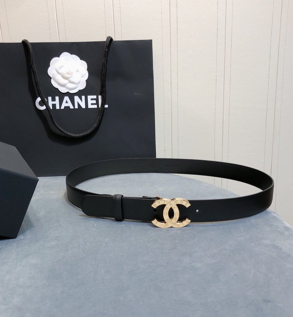 1:1 Replica Chanel Belt With Double C Buckle Black With Full Gold Toned Hardware Women Belt