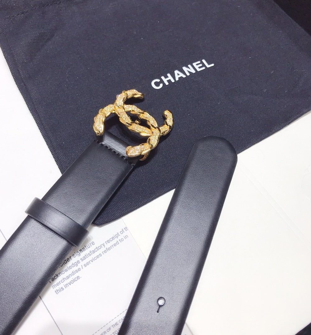 1:1 Replica Chanel Belt With Double C Buckle Black With Gold-Toned Hardware Women Belt