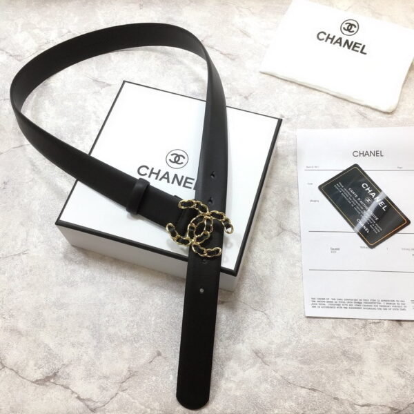 1:1 Replica Chanel Belt With Double C Buckle Black with Mini Gold mix Black Hardware Women Belt