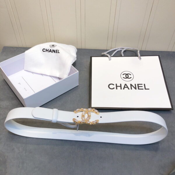 1:1 Replica Chanel Belt With Double C Buckle White Women Belt