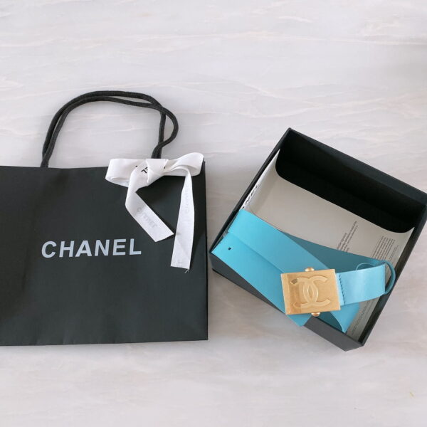 1:1 Replica Chanel Belt With Ribbon Buckle Blue Women Belt