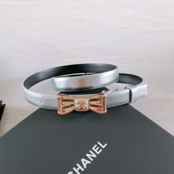 1:1 Replica Chanel Belt With Ribbon Buckle Silver Women Belt