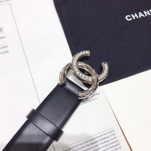 1:1 Replica Chanel Black Belt With Double C Buckle Silver-Toned Metal Women Belt