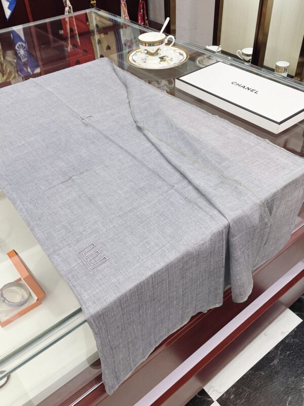 Chanel Cashmere Silk Rectangle Light Blue Scarf Large 200cm/78in 