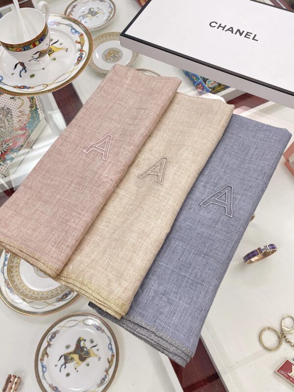Chanel Cashmere Silk Rectangle Light Blue Scarf Large 200cm/78in 