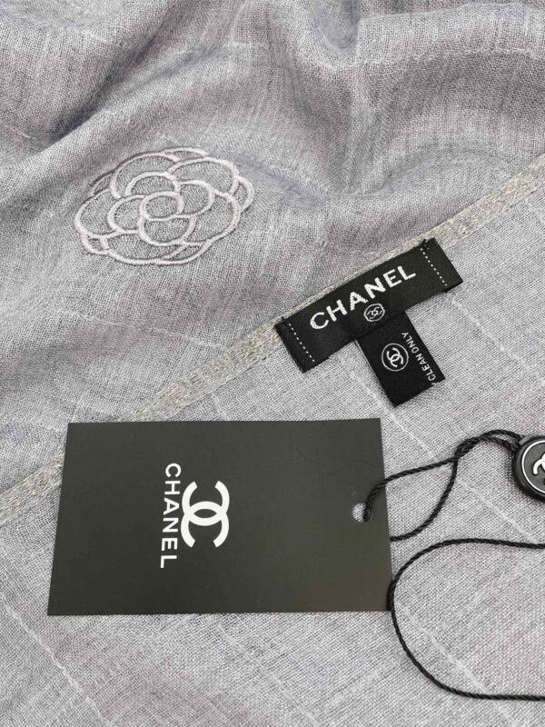 Chanel Cashmere Silk Rectangle Light Blue Scarf Large 200cm/78in 