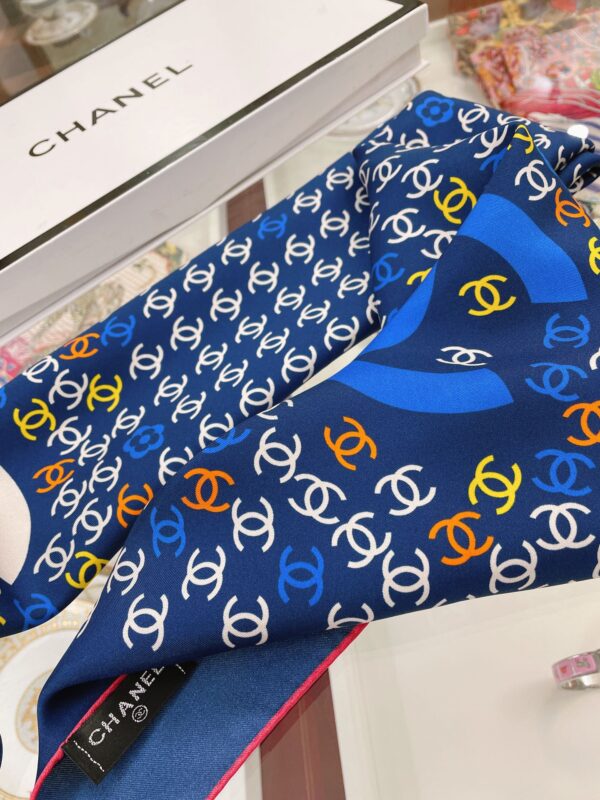 Chanel CC Pattern in Blue Square Scarf 90cm/35in 