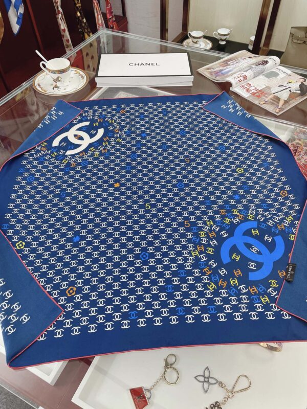 Chanel CC Pattern in Blue Square Scarf 90cm/35in 