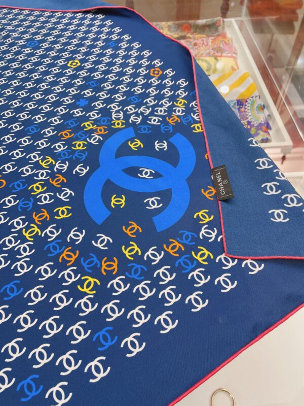 Chanel CC Pattern in Blue Square Scarf 90cm/35in 