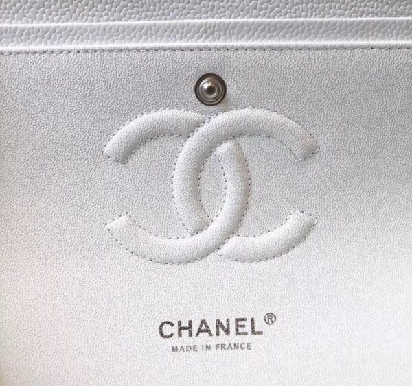 [REP 1:1] Chanel Classic Medium Flapbag Silver Hardware White 10in/25.5cm