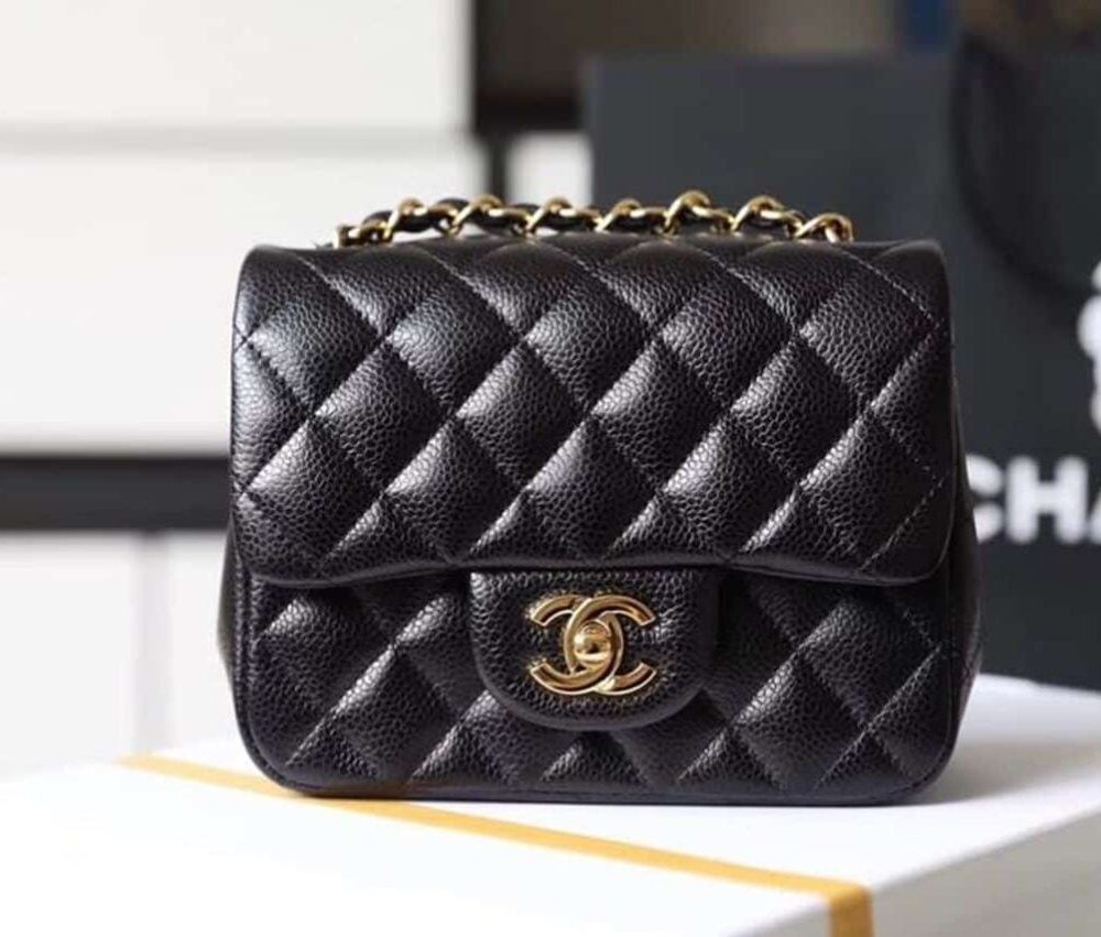 [REP 1:1] Chanel Classic Mini Flap Bag Gold Toned Hardware Black For Women 6.7in/17cm